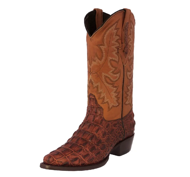 Quick-Dry Athletic Shoes Mens Cognac Leather Cowboy Boots Alligator Back Print - J Toe Quick-Dry Athletic Shoes Mens Cognac Leather Cowboy Boots Alligator Back Print - J Toe