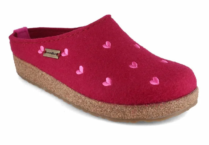 Non-Skid Cushion Sneakers HAFLINGER Women Felt Clogs 'Grizzly Cuoricino', port