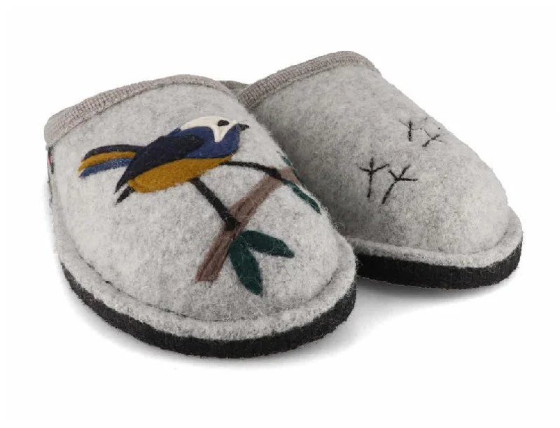 Sporty Lightweight Shoes HAFLINGER Women Felt Slippers 'Flair Songbird', stone gray