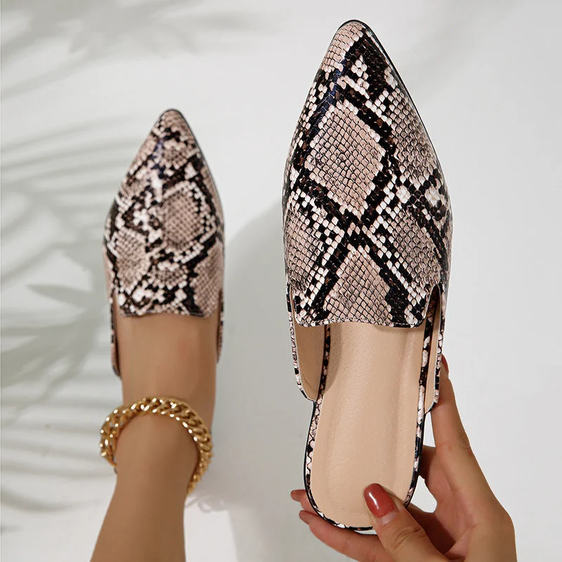 Durable Outdoor Sneakers Wholesale of Leather Pointed Flat Slippers