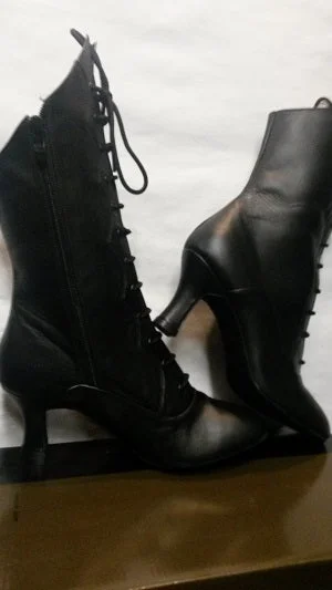 Flexible Walking Sneakers 2.5" Daphne -- Women's Flare Heel Ballroom Lace-Up Boot