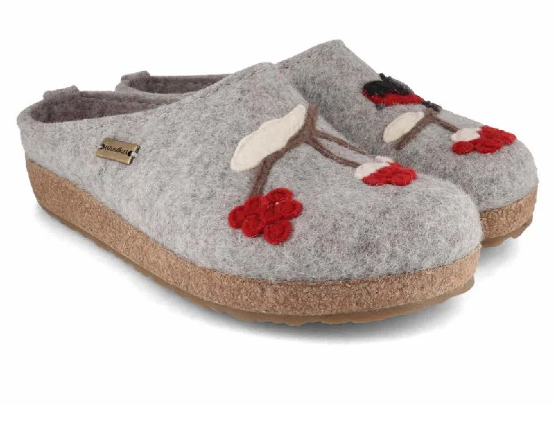 Streetwear Breathable Shoes HAFLINGER Women Felt Clogs 'Grizzly Winterbird', stone gray