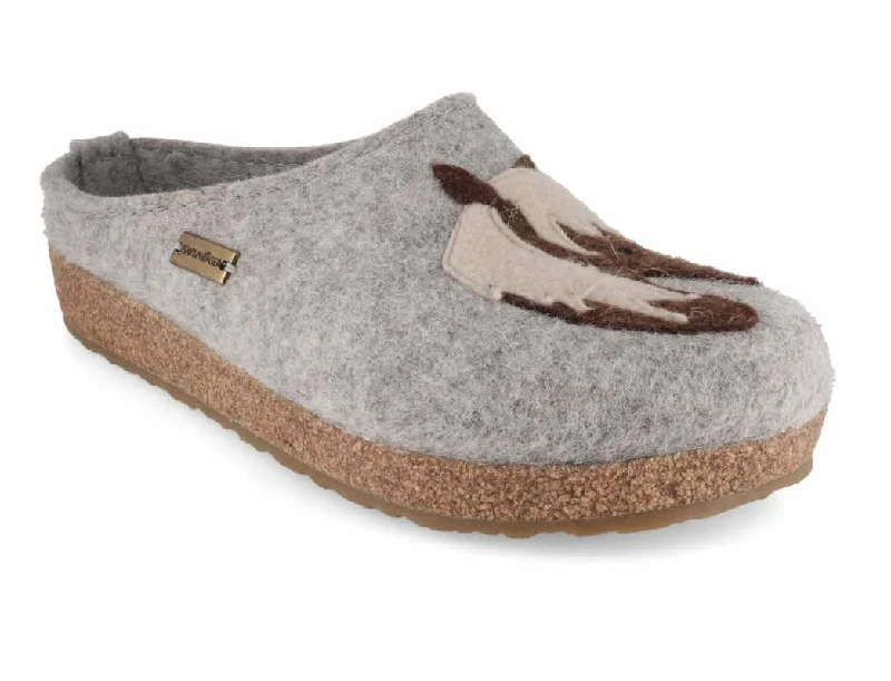 Sleek Travel Sneakers HAFLINGER Women Felt Clogs 'Grizzly Cavallo', stone gray