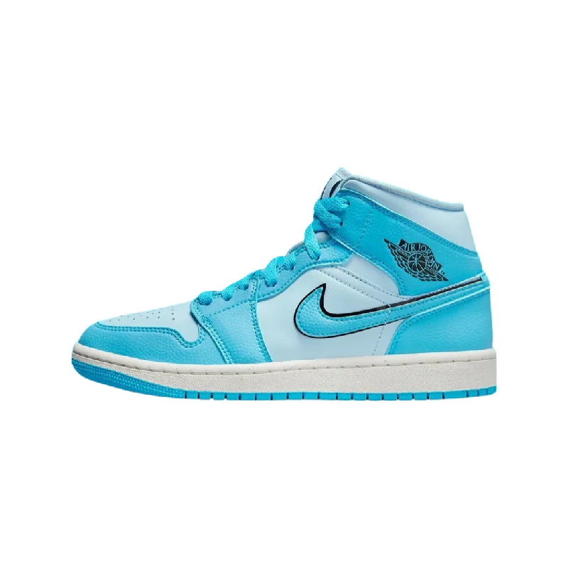 High-Quality Comfort Sneakers Women's Air Jordan 1 Mid SE Ice Blue Black Sail Dark Powder Blue