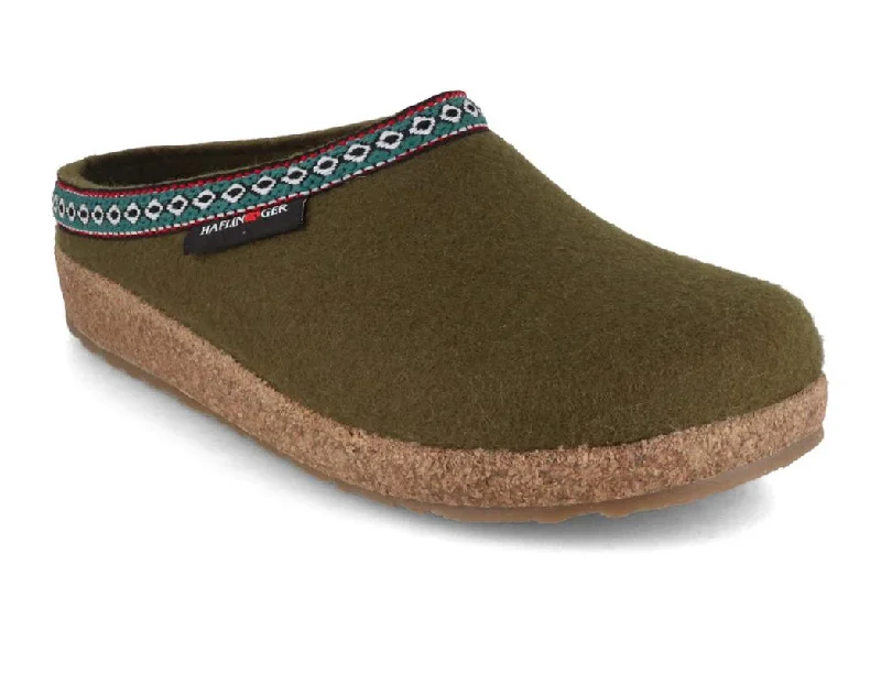 Trendy Sport Sneakers HAFLINGER Women Men GZ Felt Clogs 'Grizzly Franzl', olive