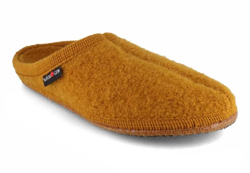 Ultra-Soft Fashion Sneakers HAFLINGER Men Women Felt Slippers 'Alaska', mustard