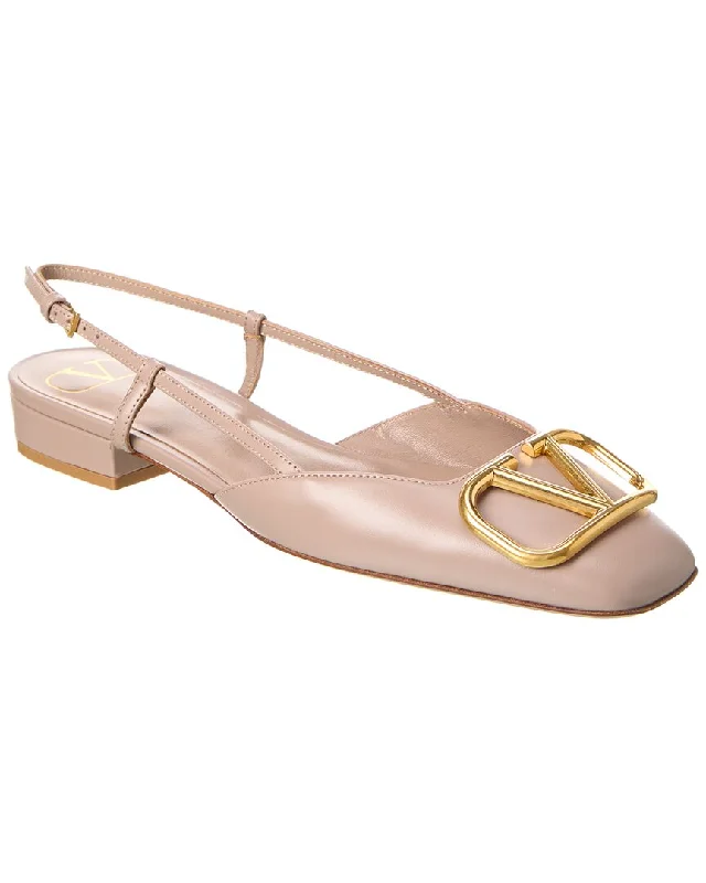 Lightweight Cushion Walking Shoes Valentino VLogo Leather Slingback Flat