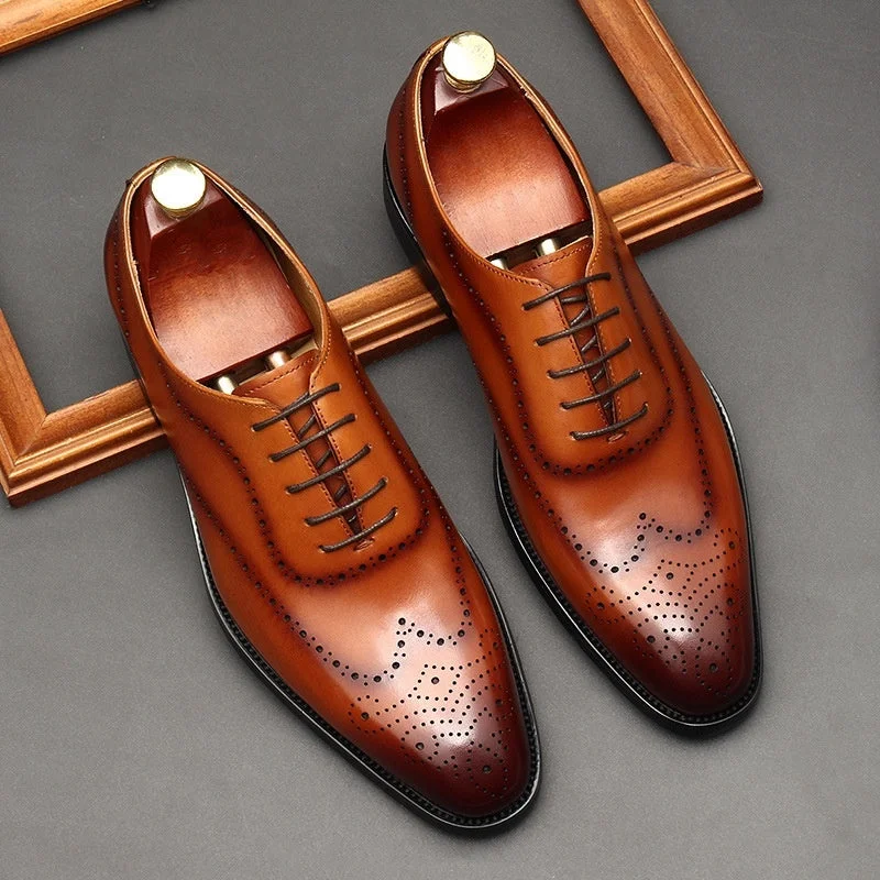 Lightweight Ventilated Shoes Leather Shoes Men's British Pointed Toe Business Formal Wear Lace-up Shoes Men Lightweight Ventilated Shoes Leather Shoes Men's British Pointed Toe Business Formal Wear Lace-up Shoes Men