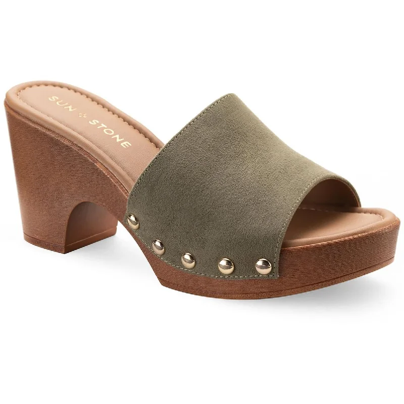 Lightweight Chic Shoes Sun + Stone Womens ALINA Leather Open Toe Clogs